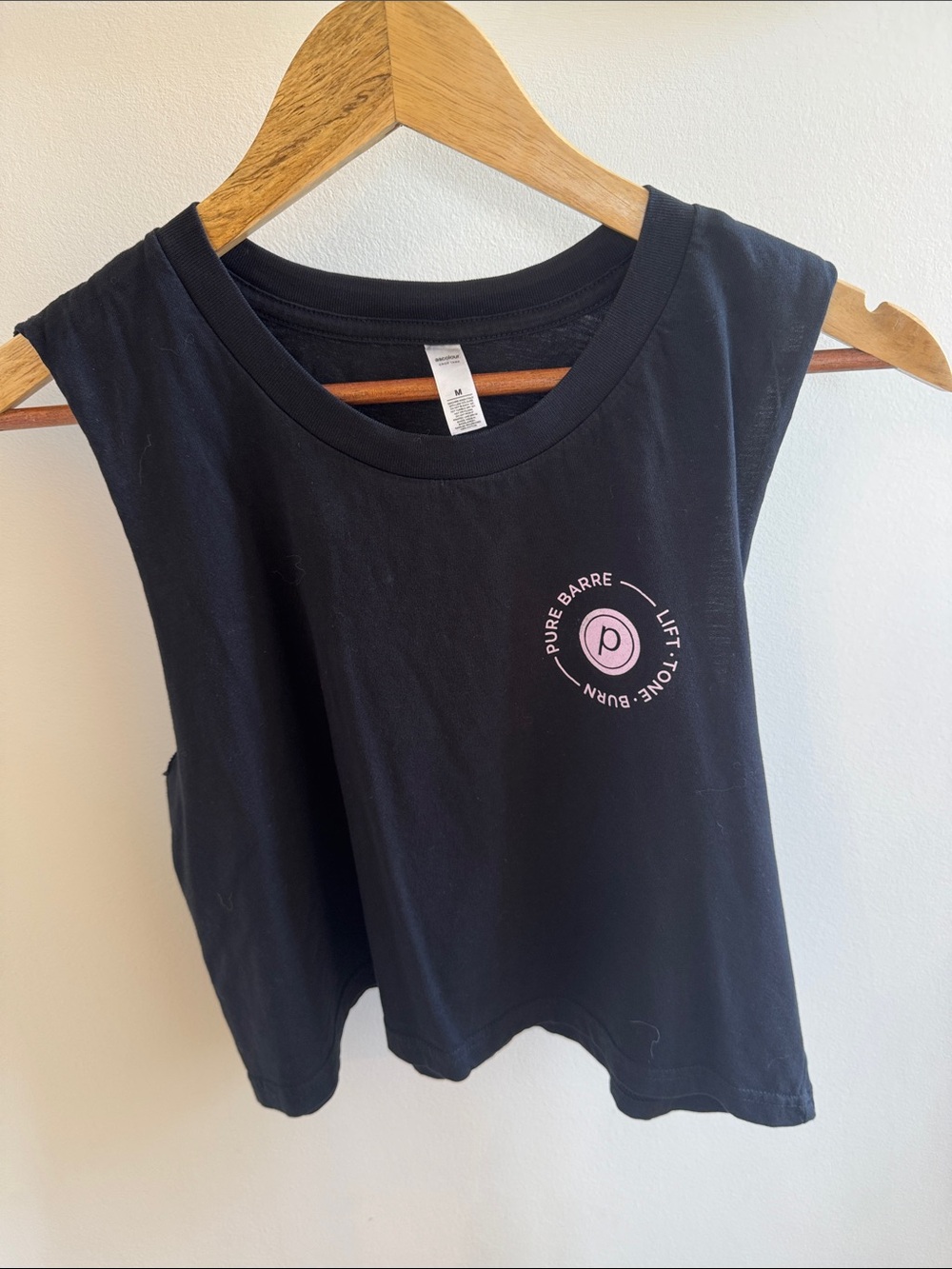 Pure Barre Black Sleeveless Studio Tank with Pink Logo